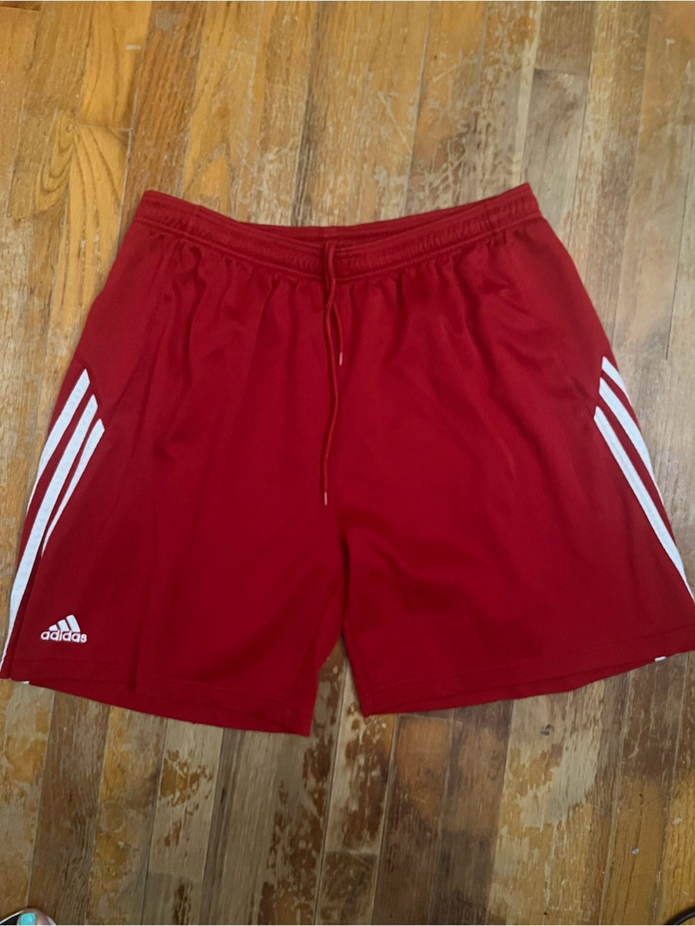 adidas Men's Red Training Shorts with White Stripes